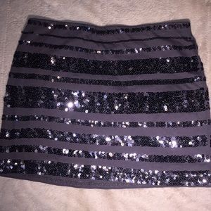 Sequin striped gray Express skirt